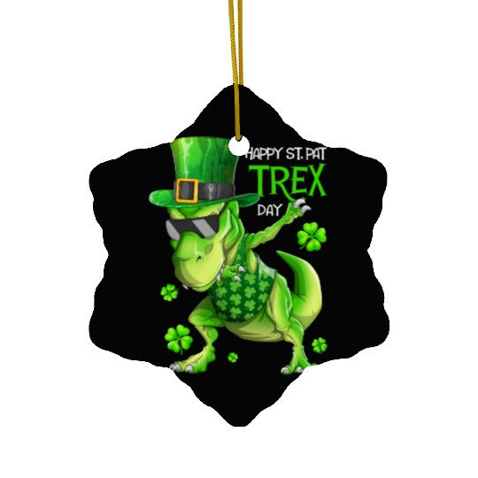 Happy St Pat Trex Day Dino Dabbing St Patricks Day Ceramic Ornaments