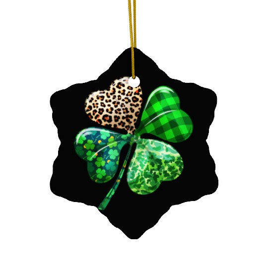St. Patrick's Day Shamrock Irish Leopard Ceramic Ornaments