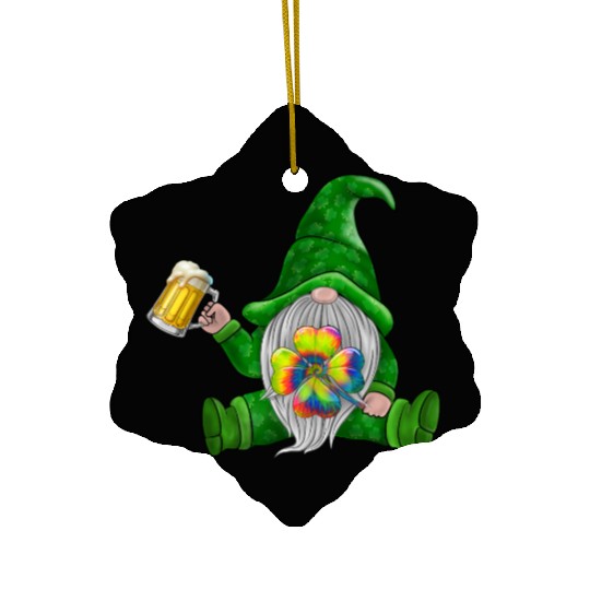 Irish Gnome Drink Beer Shamrock St Patricks Day Ceramic Ornaments