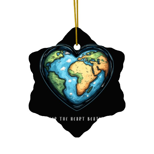 Keep the Heart Beating Environment Earth Day Earth Ceramic Ornaments