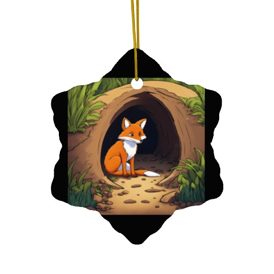 Fox haven nature's embrace. Ceramic Ornaments