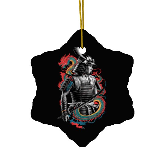 Samurai Spirit with Dragon Embrace Art Ceramic Ornaments
