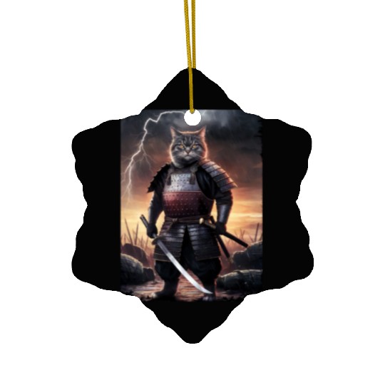 Japanese Cat Samurai Cat Ceramic Ornaments