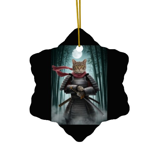 Japanese Cat Samurai Cat Ceramic Ornaments