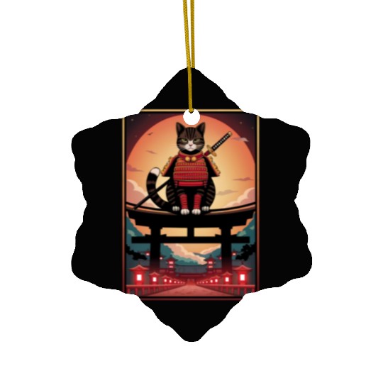 Japanese Cat Samurai Cat Ceramic Ornaments