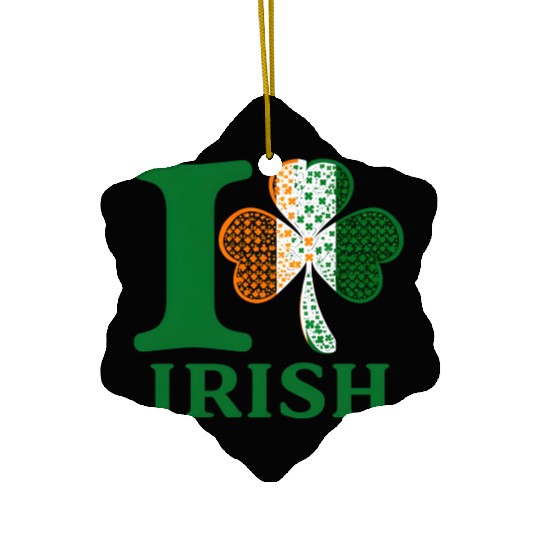 I Love Irish – Shamrock Clover Irish Flag Design Ceramic Ornaments