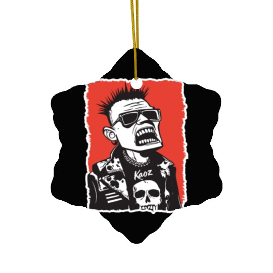 Screaming Punk Rocker with Skull Ceramic Ornaments