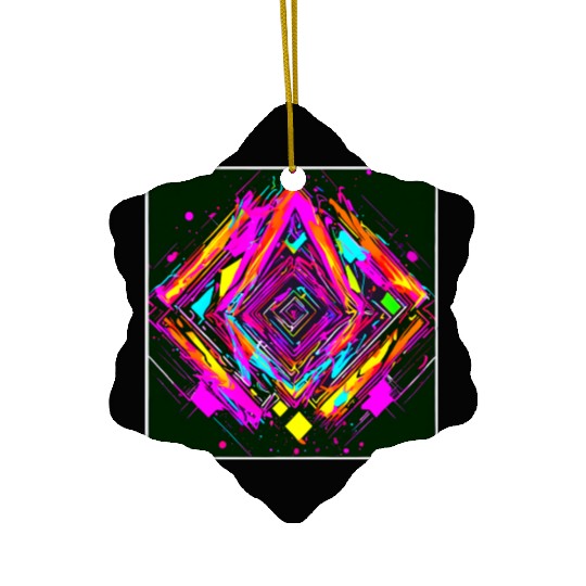 Neon Colors Vintage Party Rave Ceramic Ornaments