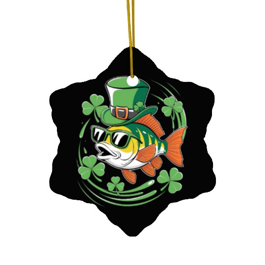 St. Patrick's Day With Fish And Clover Leaves Ceramic Ornaments