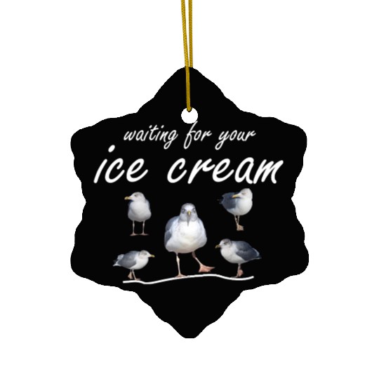 ice cream seagull sea sailing coast ocean Ceramic Ornaments