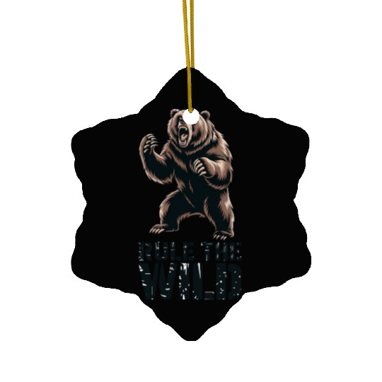 Wild Dominance: Roaring Grizzly Power Ceramic Ornaments
