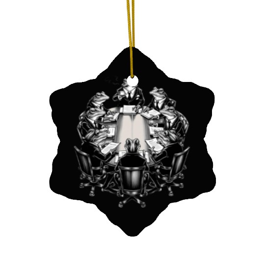 Frog Business Meeting Ceramic Ornaments