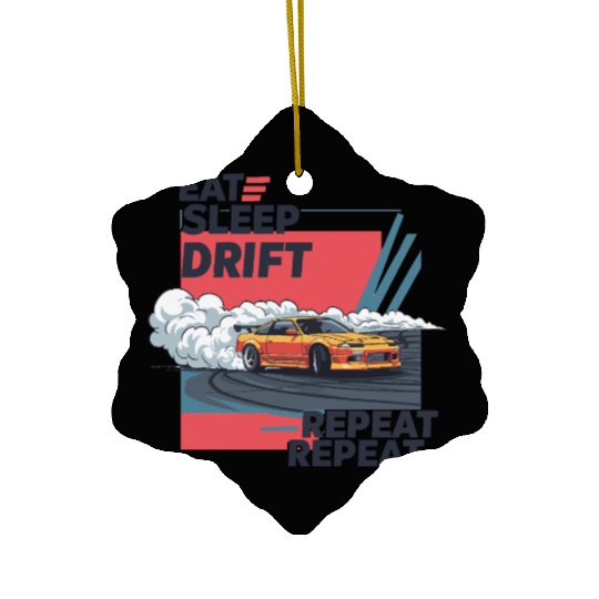 Eat Sleep Drift Repeat Ceramic Ornaments – Neon JDM Car Raci