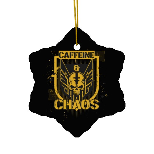 Caffeine & Chaos Ceramic Ornaments