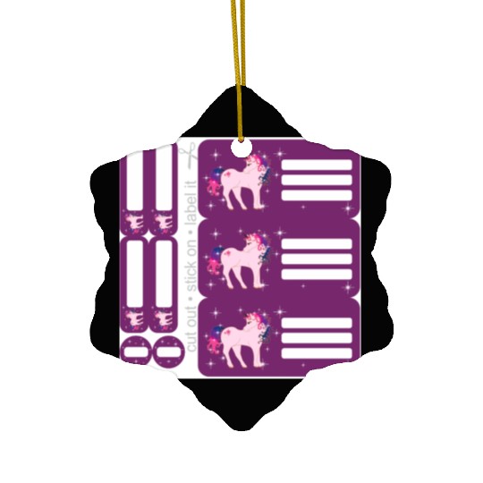 DIY Sticker Set - Fantasy Unicorn Purple - 9 Ceramic Ornaments