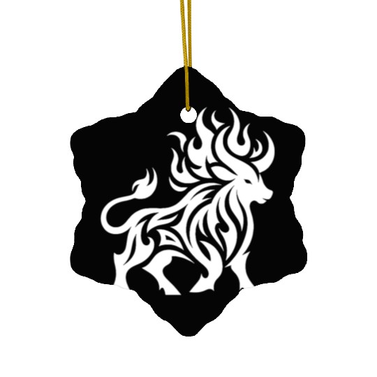 Elegant Wild Burning Bull Tattoo Style Ceramic Ornaments