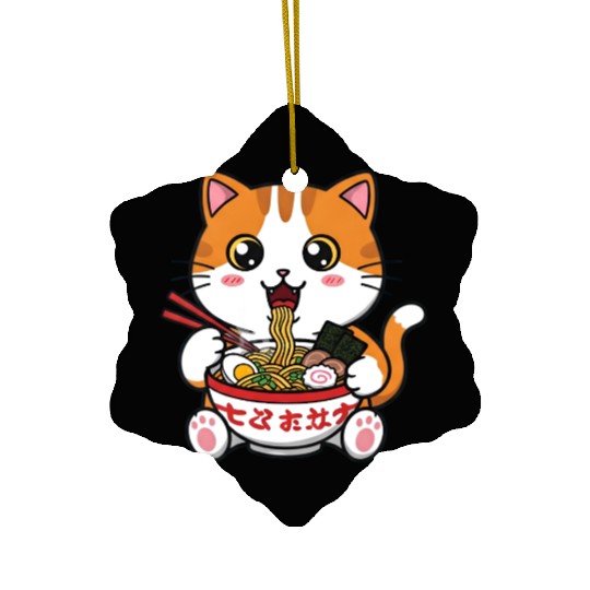 Kawaii Ramen Cat Ceramic Ornaments