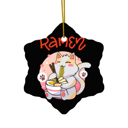 Cute Cat Ramen - Japanese Anime Kawaii Kitty Ceramic Ornaments
