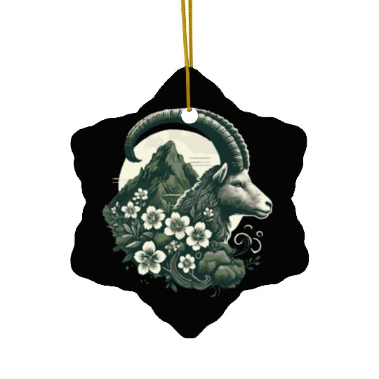 Capricorn Zodiac Sign - Mountain Goat Astrology Ceramic Ornaments