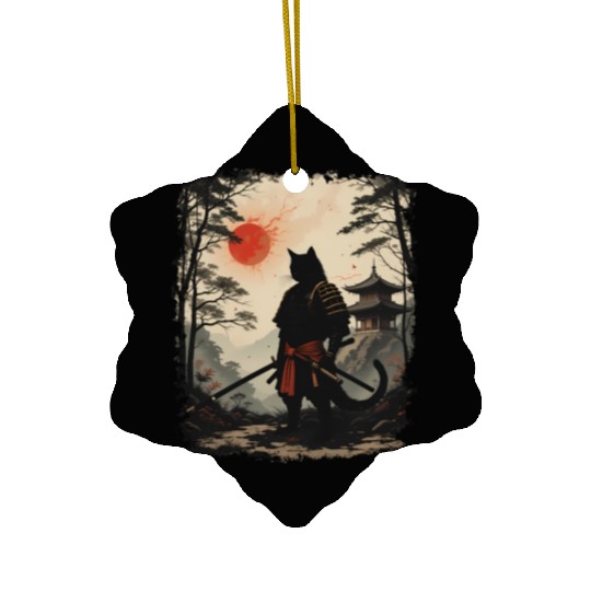 Samurai Cat Warrior Ceramic Ornaments Design