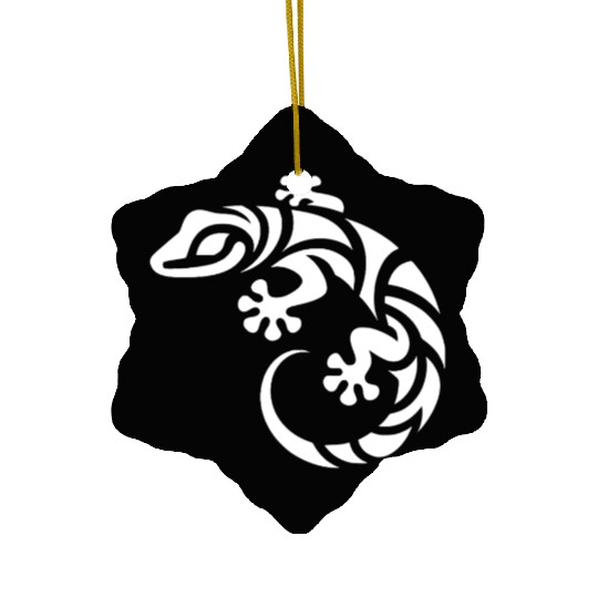 Funny Little Gecko In T Tattoo Style Ceramic Ornaments