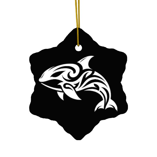 Sleek Elegant Orca T Tattoo Style Ceramic Ornaments