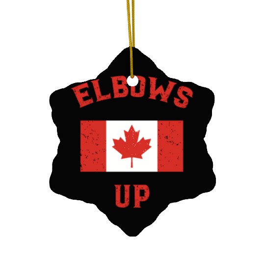 Elbows Up Canada Vintage Anti Trump Tarriff Slogan Ceramic Ornaments