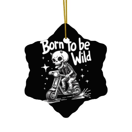 Born to Be Wild - Skull Devil on Scooter Ceramic Ornaments