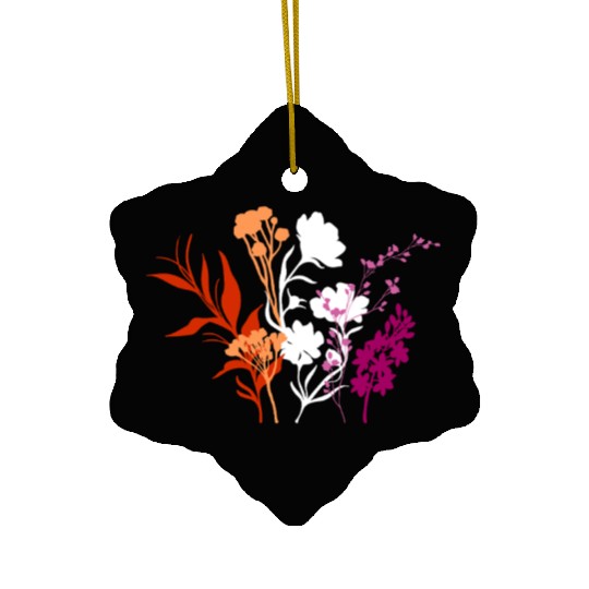 Minimalist Wildflowers Lesbian Pride Aesthetic Ceramic Ornaments