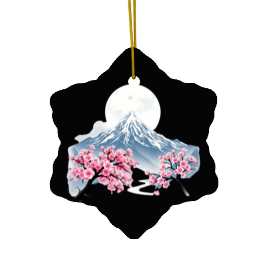 Japanese mount fuji Sakura tree Cherry blossom Ceramic Ornaments