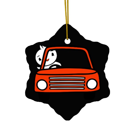 Duck Car Driver Fast Vehicle Greeting Waving Cute Ceramic Ornaments