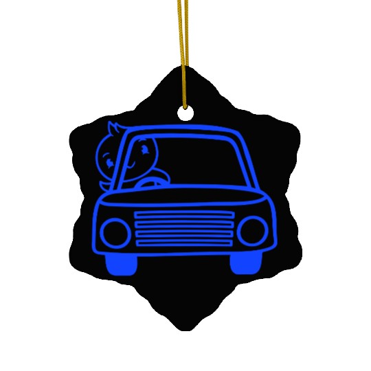 Duck Car Driver Fast Vehicle Greeting Waving Cute Ceramic Ornaments