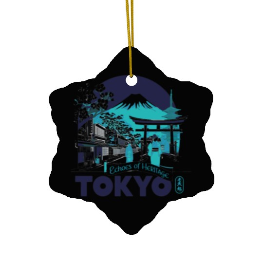 Tokyo Skyline with Mount Fuji Ceramic Ornaments
