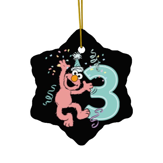 Sesame Street Birthday Design With Elmo 3 Years Ceramic Ornaments