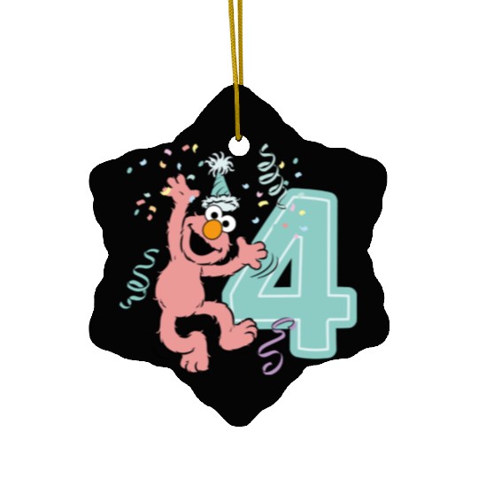 Sesame Street Birthday Design With Elmo 4 Years Ceramic Ornaments