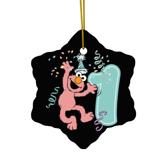 Sesame Street Birthday Design With Elmo One Year Ceramic Ornaments