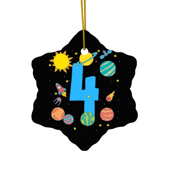 Birthday Space Number Four Adventure Ceramic Ornaments