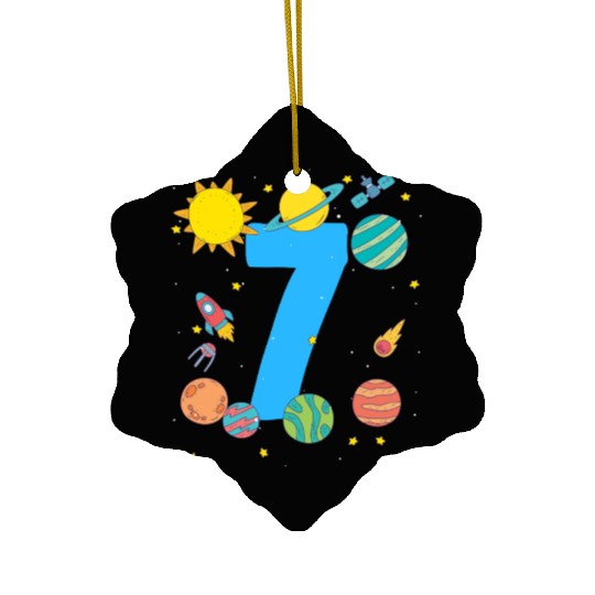 Space Adventure Theme Number Seven Ceramic Ornaments