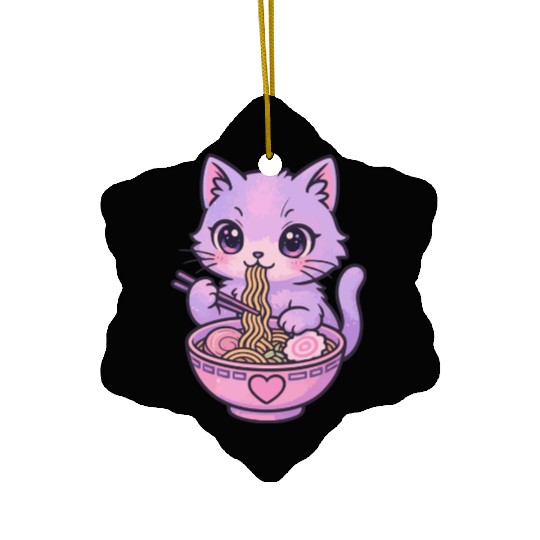 Kawaii Cat Ramen Ceramic Ornaments