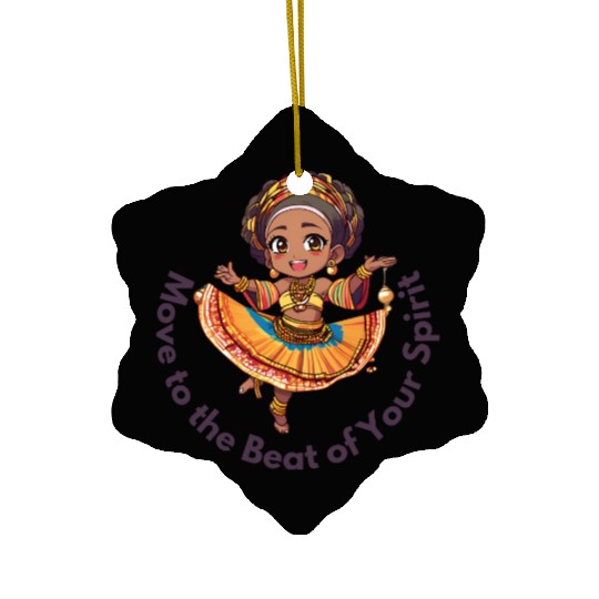 Chibi Afro Dancer – Spirit in Motion Ceramic Ornaments