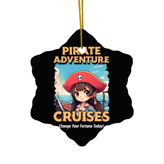 Pirate Adventure Cruises - Anime Travel Poster Ceramic Ornaments