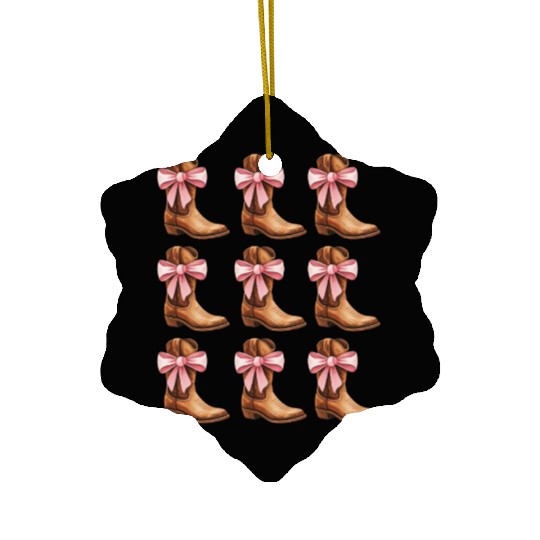 Cowgirl Boots and Pink Bows Rodeo Ceramic Ornaments
