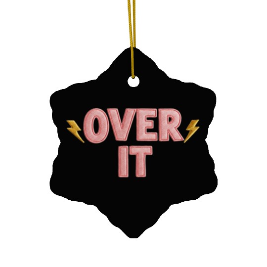 Over It Embroidered Pastel Puff Lettering Ceramic Ornaments