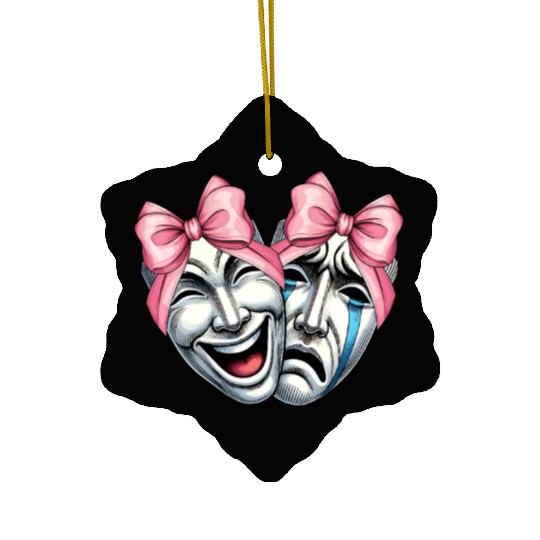 Coquette Bow Theatre Mask Drama Comedy Artist Girl Ceramic Ornaments