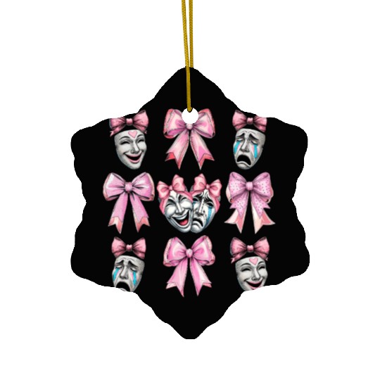 Coquette Bow Theatre Mask Drama Comedy Artist Girl Ceramic Ornaments