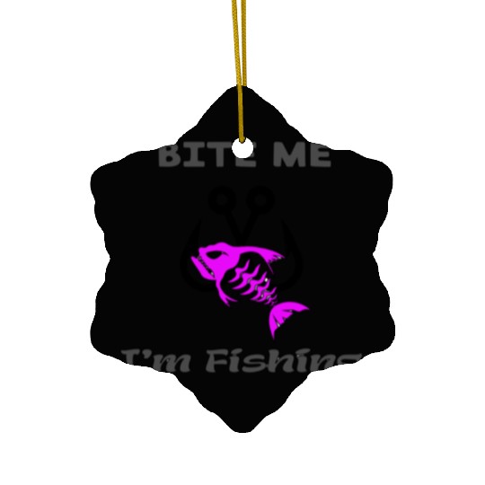 Bite Me Fishing Neon Purple Ceramic Ornaments