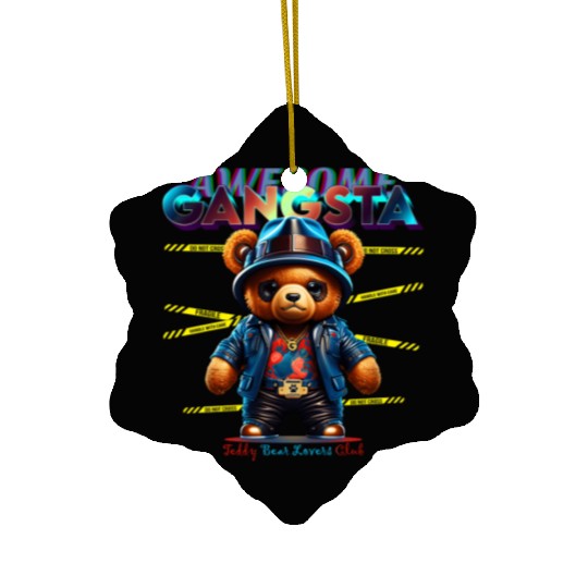 gangsta teddy bear Ceramic Ornaments
