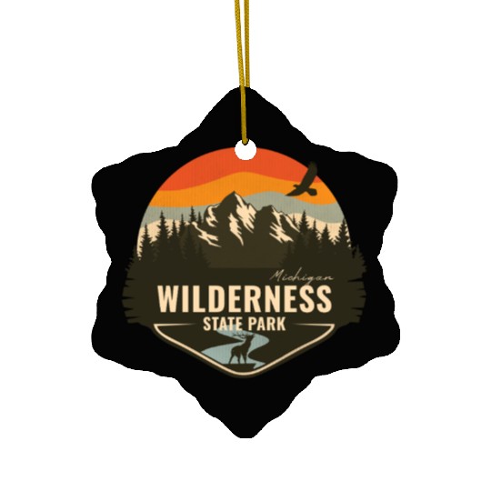 Wilderness State Park Michigan MI Retro Camping Ceramic Ornaments