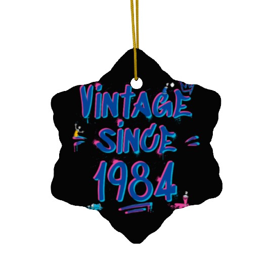 Vintage Since 1984 Hip-Hop Graffiti Glitch 41st Ceramic Ornaments