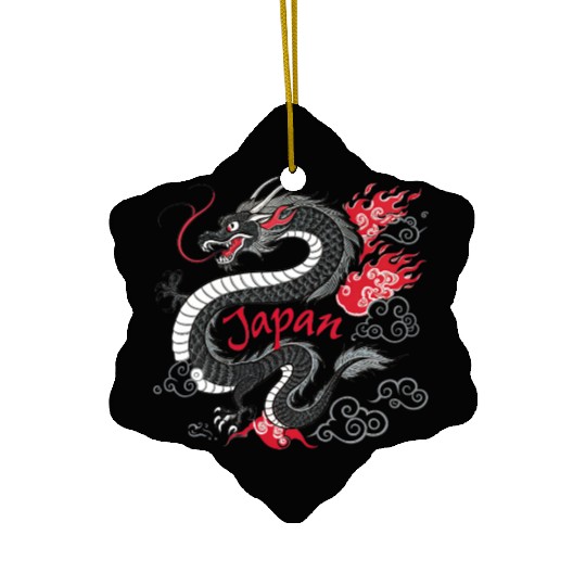 Majestic Japanese Dragon Tattoo Style Art design Ceramic Ornaments
